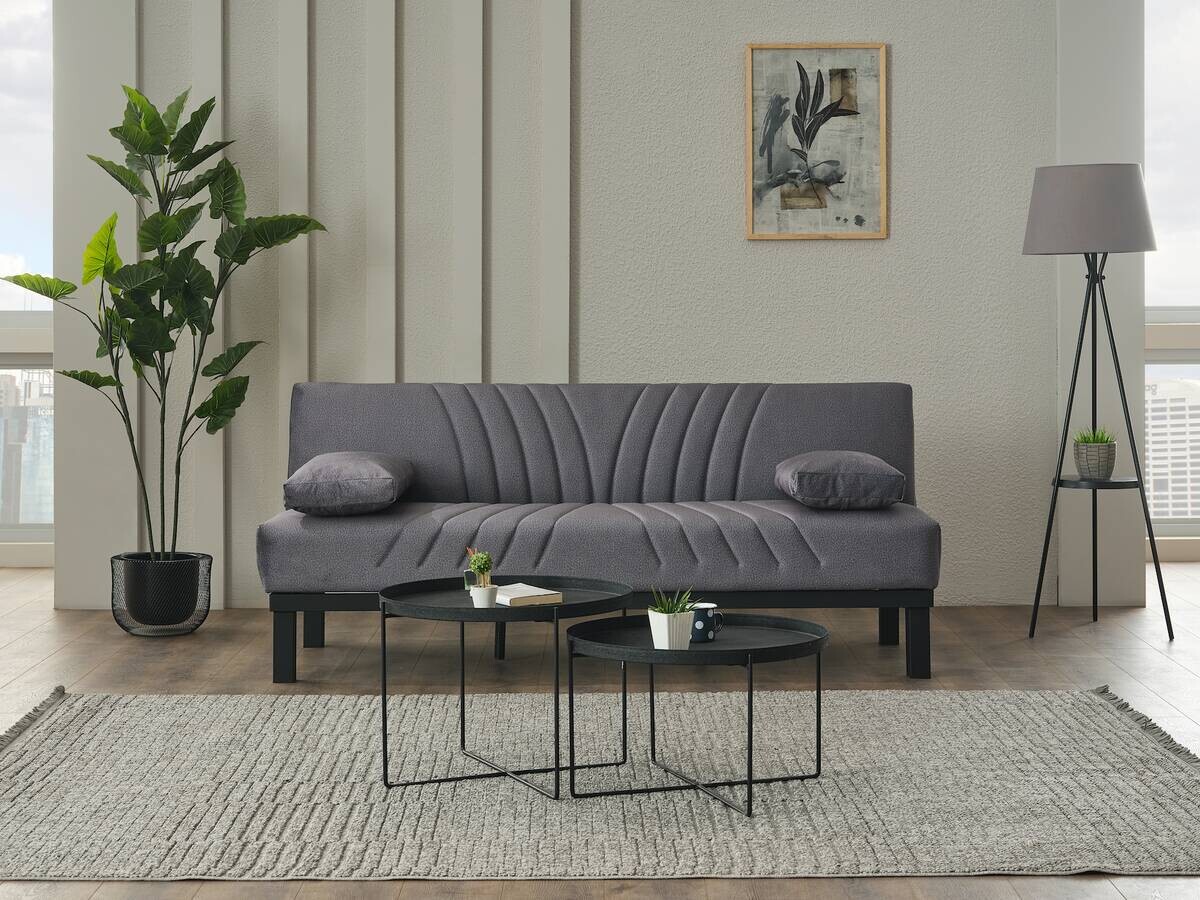 Schlafsofa grau Polyester B/H/T: ca. 190x86x84 cm
