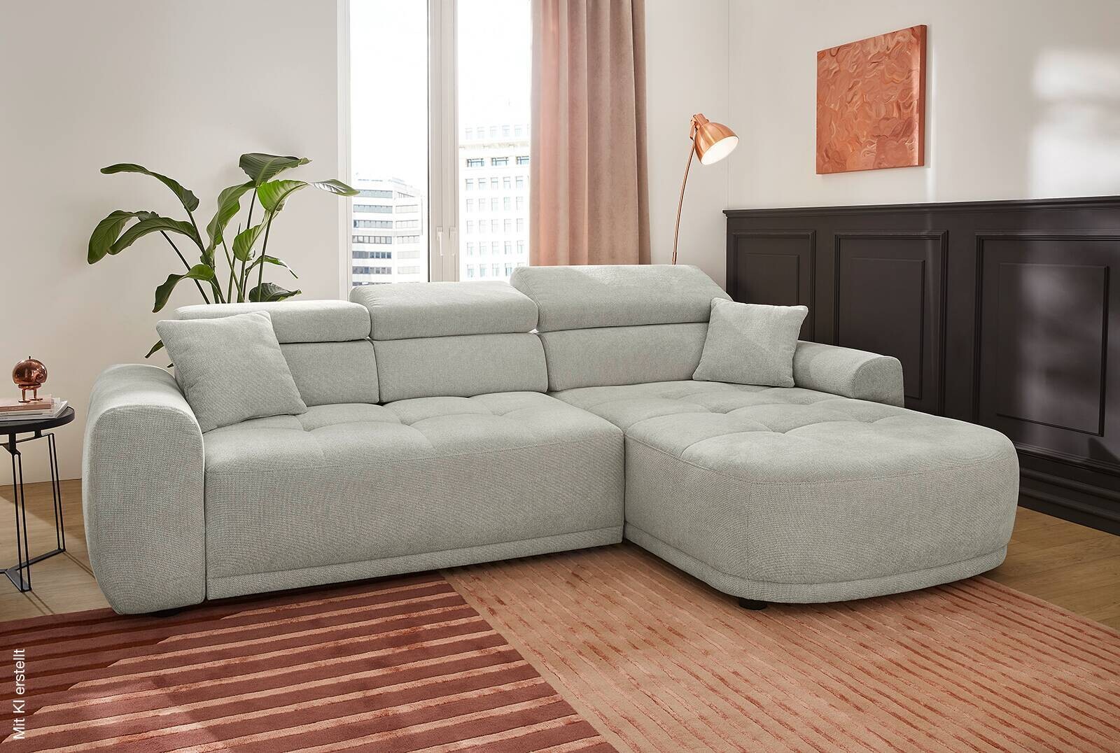 Ecksofa hellgrau Microfaser B/T: ca. 280x186 cm