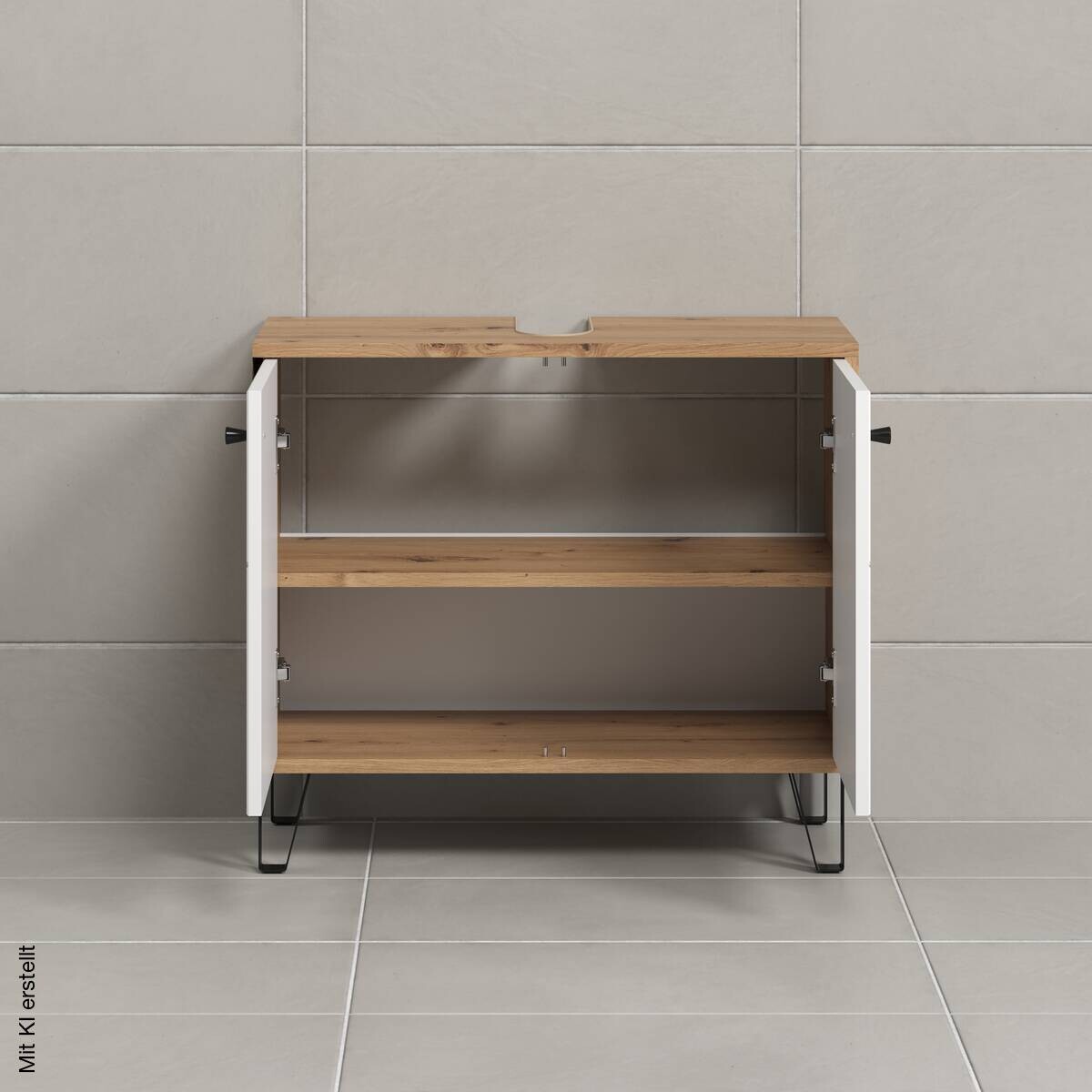 Waschbeckenunterschrank Touch Eiche Artisan Nachbildung weiß matt B/H/T: ca. 69x61x32 cm