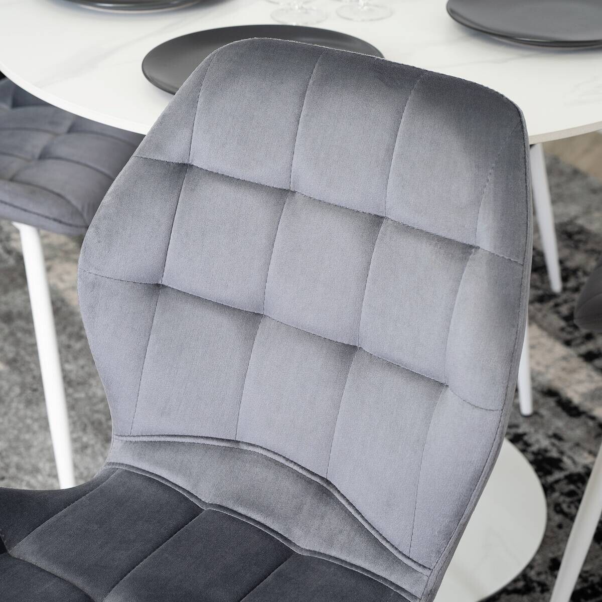 Stuhl LUCKY grau Velourstoff B/H/T: ca. 47x86x58 cm