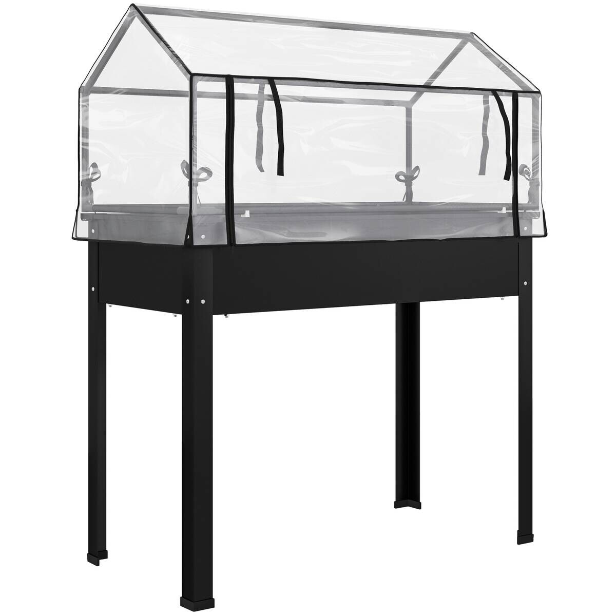 Outsunny Hochbeet schwarz Stahl B/H/T/L: ca. 48x124x48x100 cm