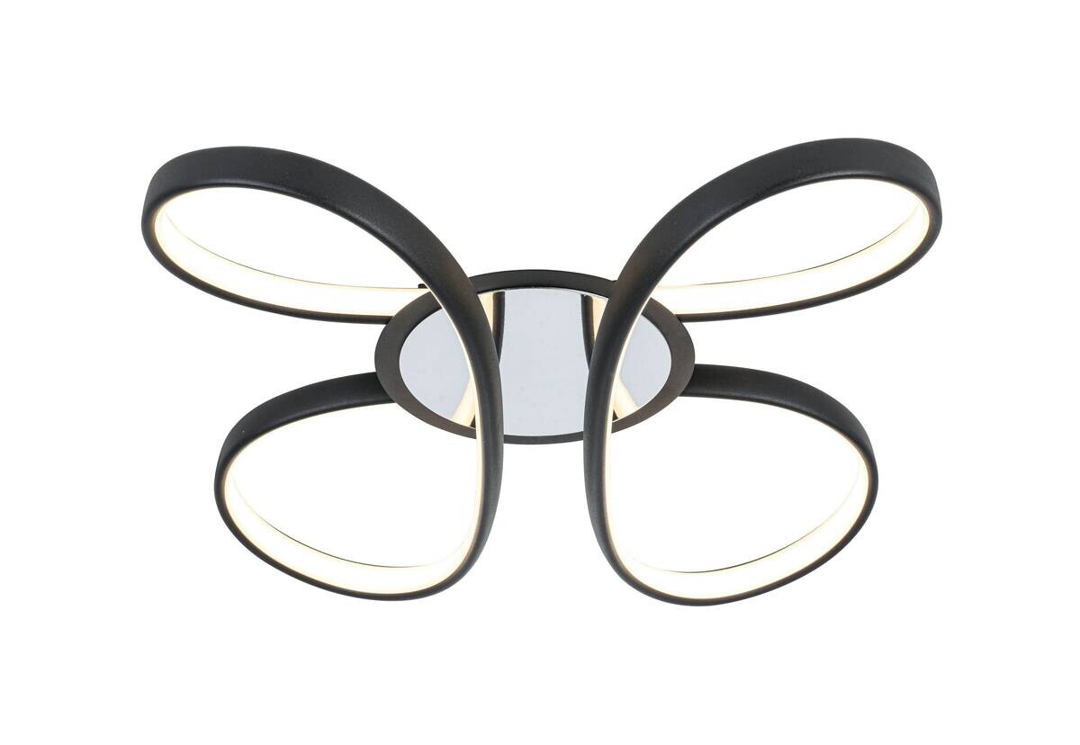 Nolo LED Deckenleuchte Markus Chrom schwarz Kunststoff Metall B/H/L: ca. 48x12x48 cm 2 Brennstellen