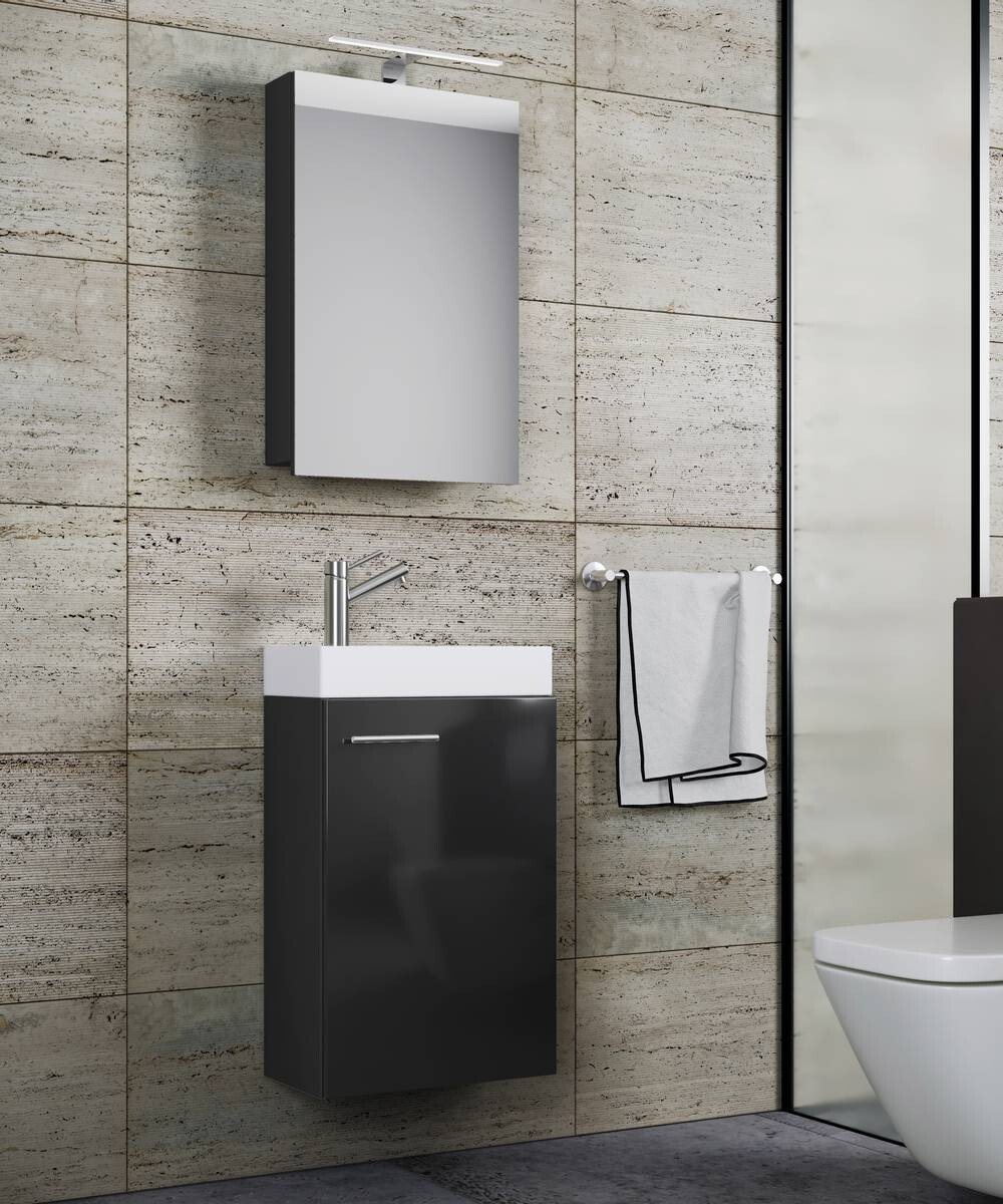 Waschplatz 4tlg-Slito schwarz weiß B/H/T: ca. 41x69,5x22 cm