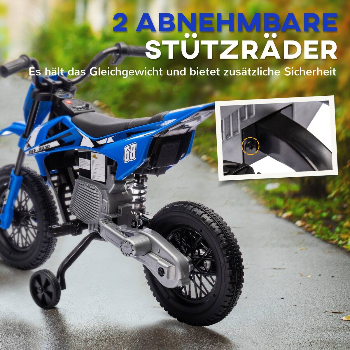 AIYAPLAY Kinder-Elektromotorrad blau B/H/L: ca. 56x70x107 cm