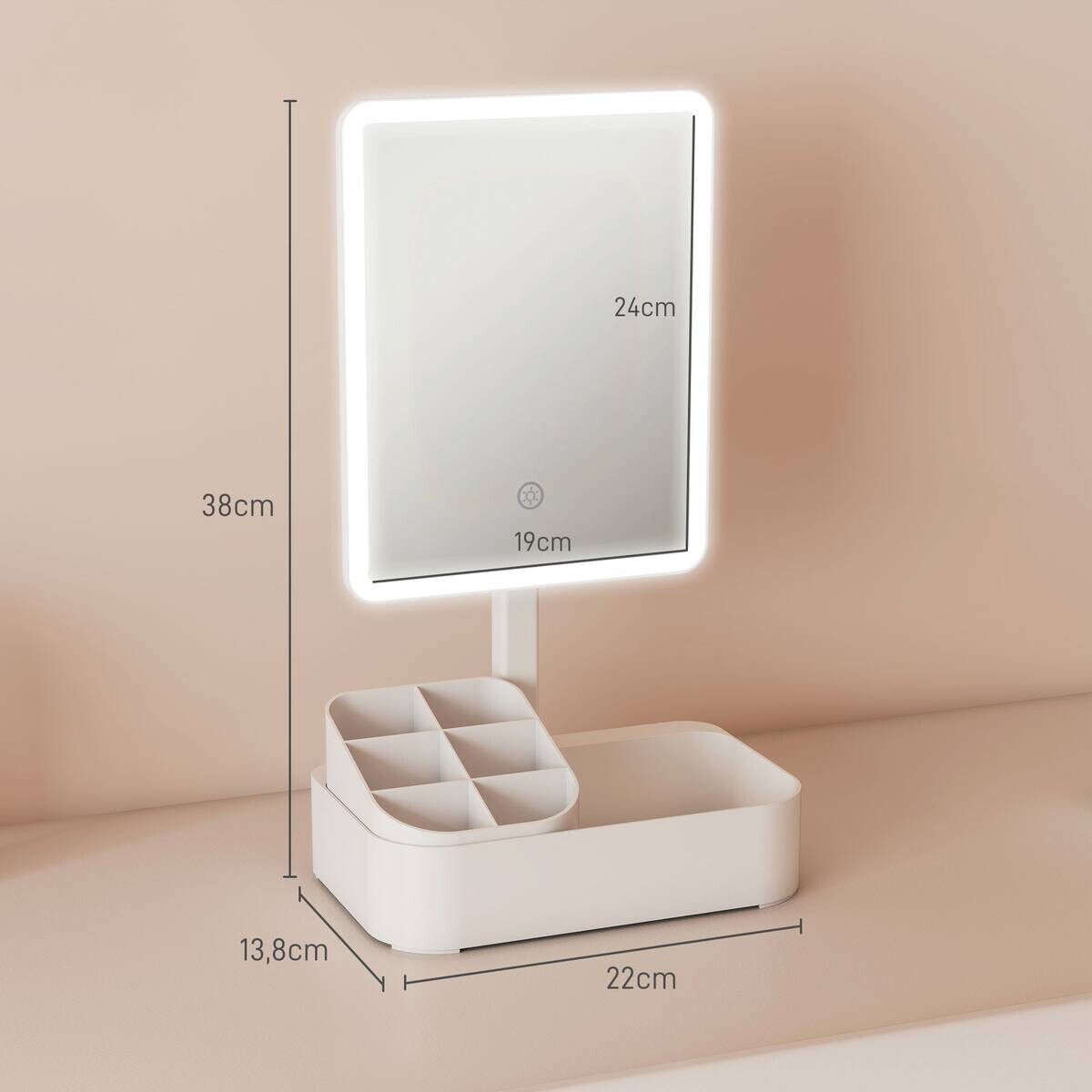 HOMCOM LED-Spiegel weiß B/H/L: ca. 13,8x38x22 cm
