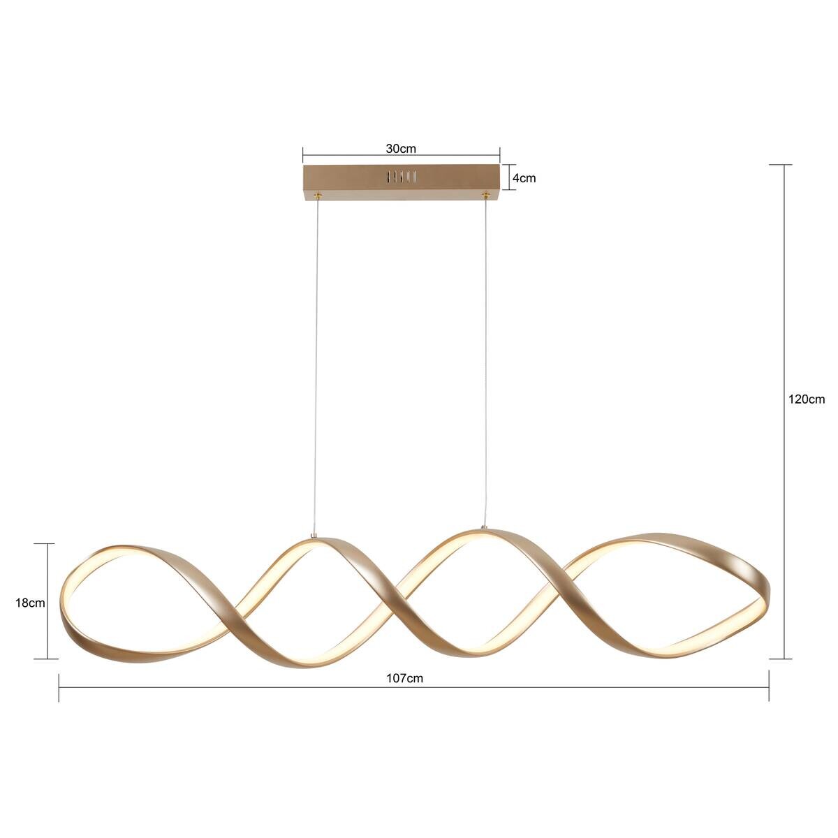 POCOline LED-Pendelleuchte Malte champagner Metall B/H/L: ca. 18x120x107 cm