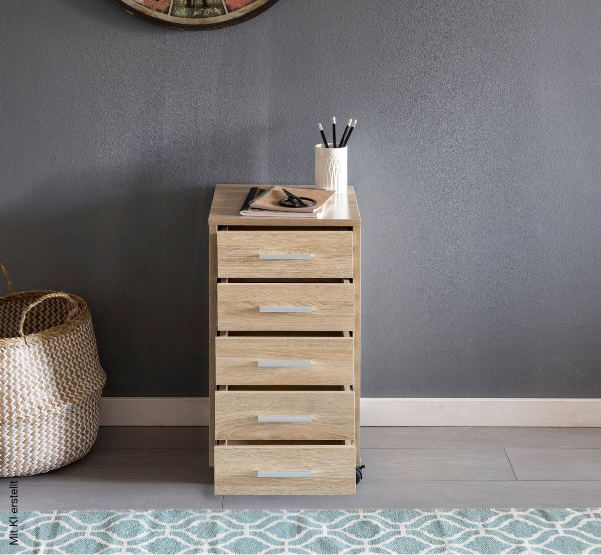 Rollcontainer braun Spanplatte B/H/T: ca. 33x63x63 cm