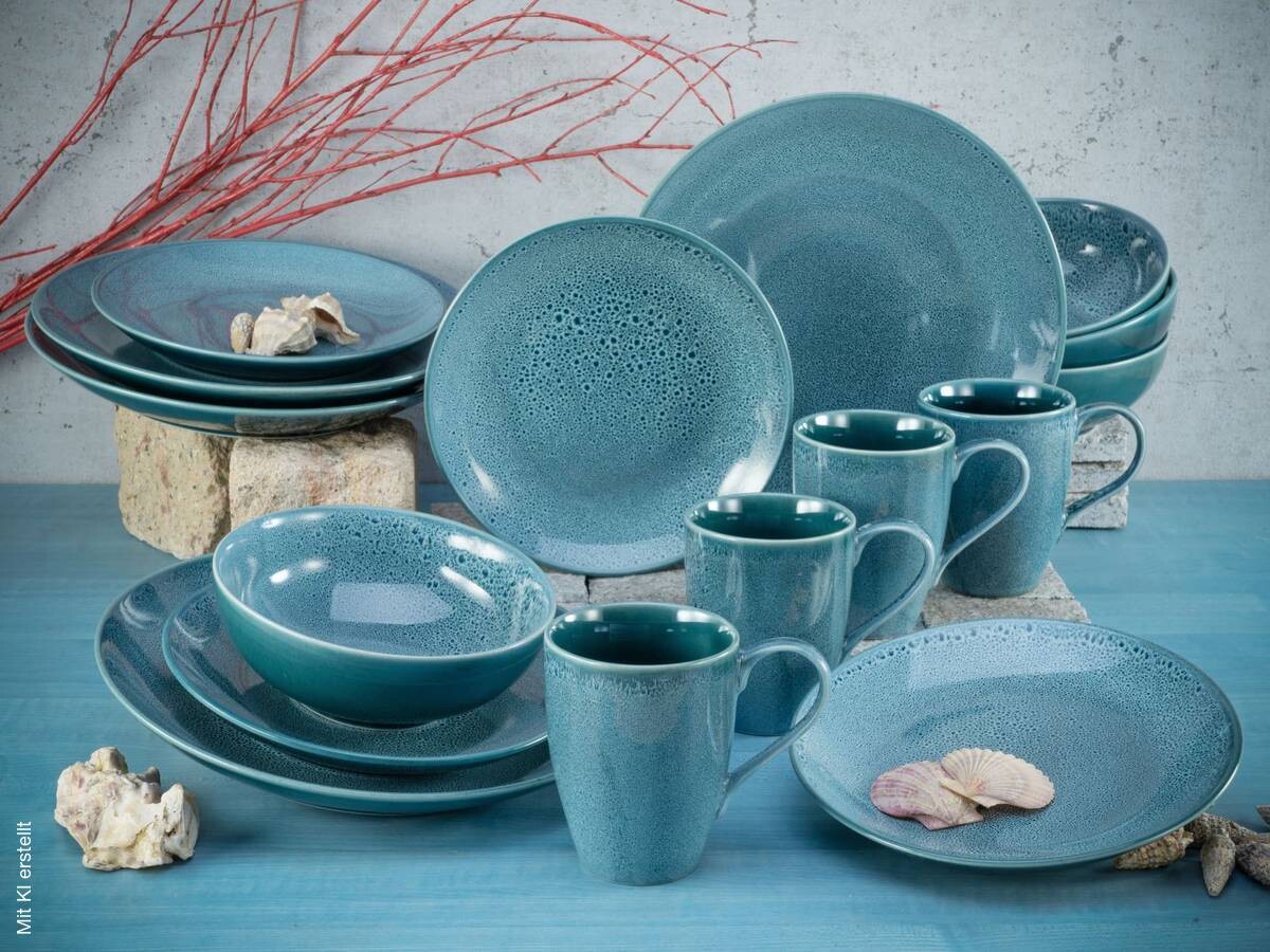 CreaTable Kombiservice Reactive BLUE petrol Keramik