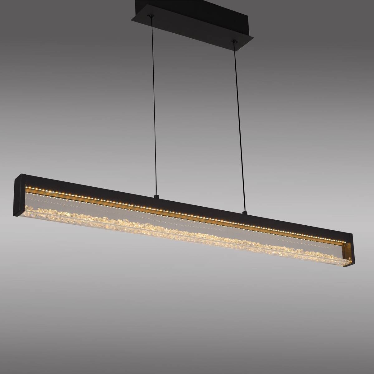 Just Light LED-Pendelleuchte schwarz Metall B/H/T: ca. 100x9x40 cm