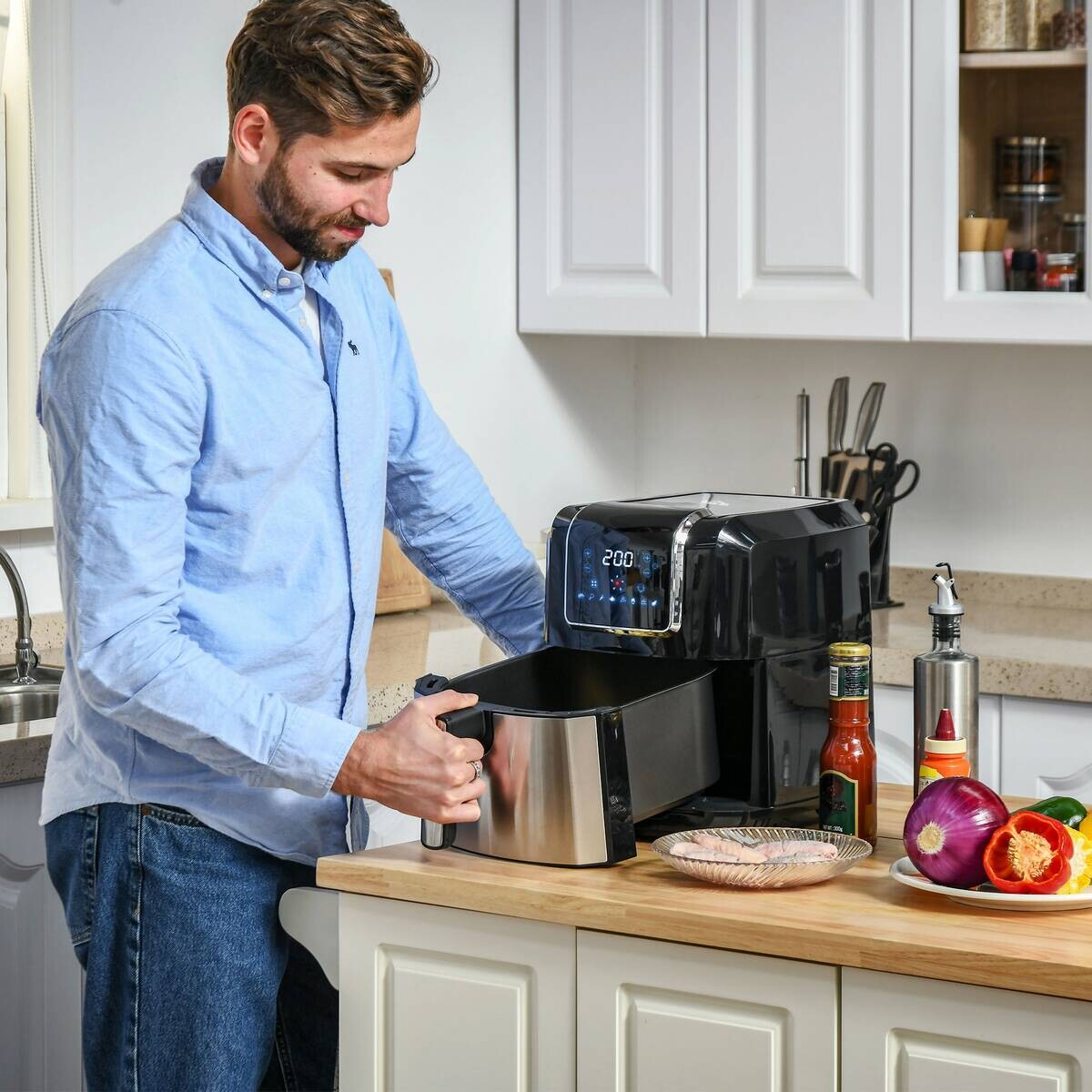 HOMCOM Heißluftfritteuse 800-120V90 schwarz Polypropylen B/H/L: ca. 29x36,5x33,8 cm ca. 6,5 l