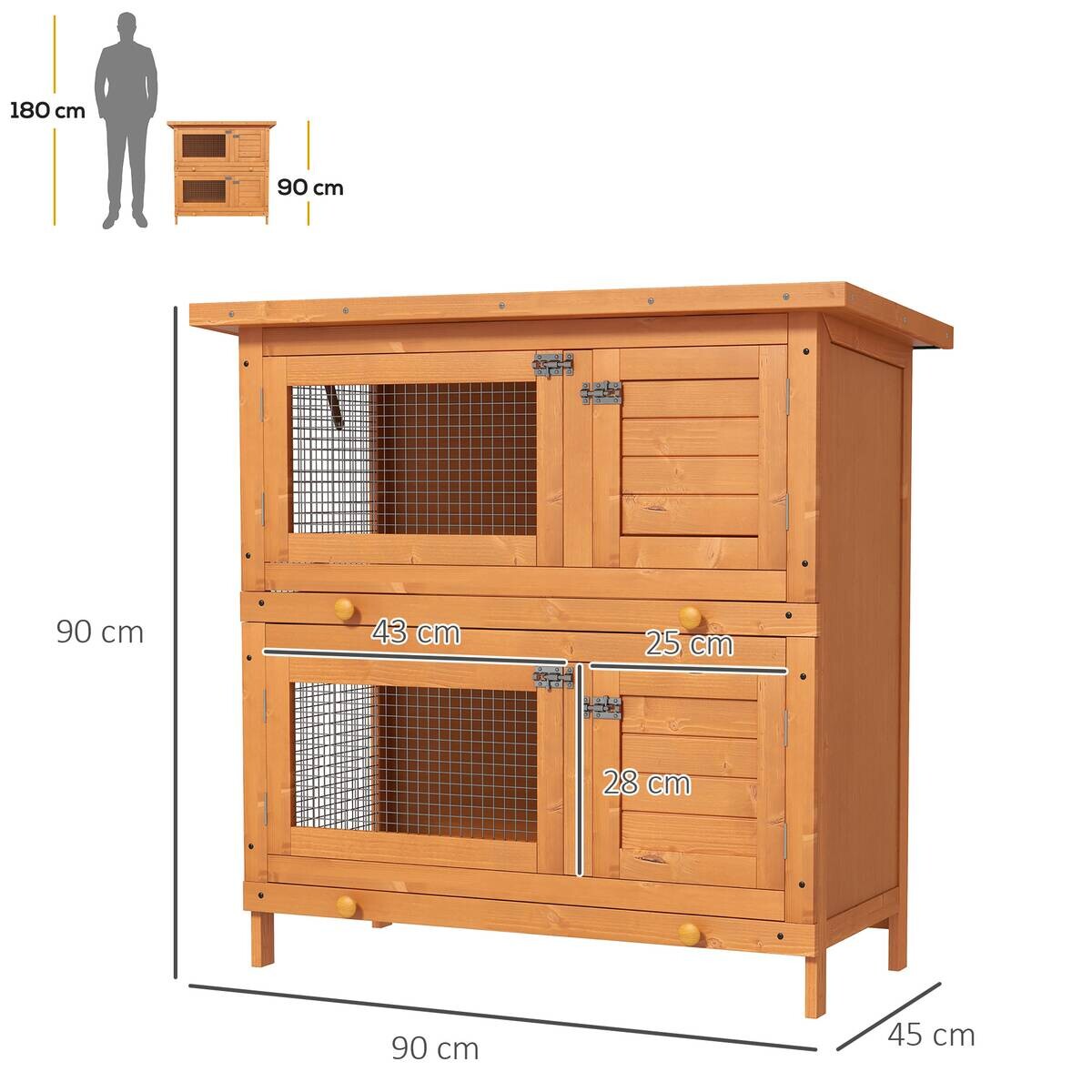 PawHut Kleintierstall grün Holz B/H/L: ca. 45x90x90 cm