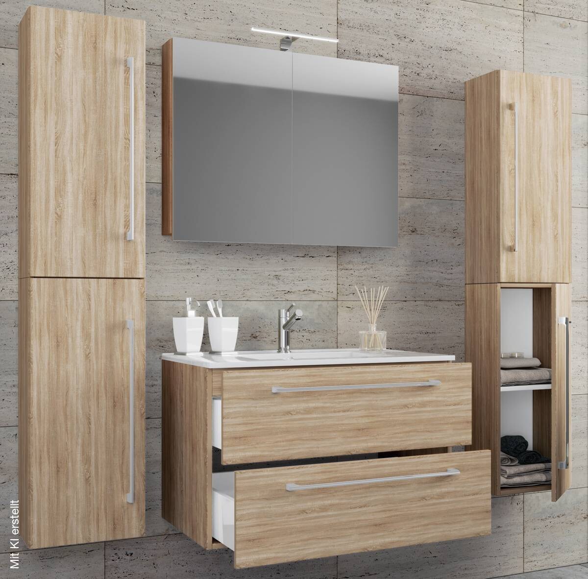 Waschplatz 5tlg-Badinos Eiche Sonoma Nachbildung B/H/T: ca. 60x50x46 cm