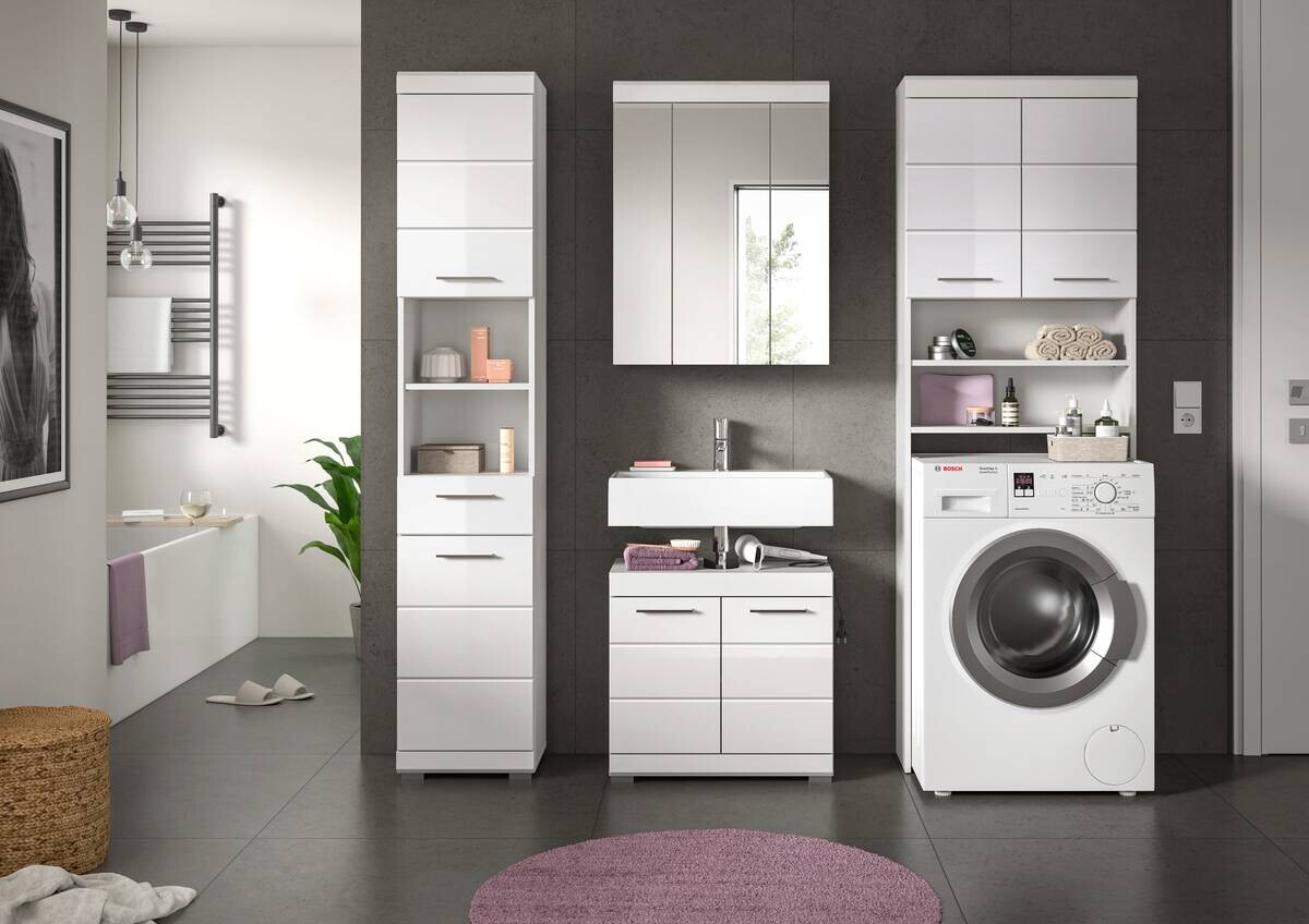 Badezimmer-Set Scout weiß weiß Hochglanz B/H/T: ca. 190x191x34 cm