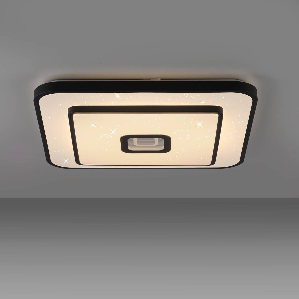 Just Light LED-Deckenleuchte Turanus schwarz B/H/L: ca. 48x7,5x48 cm