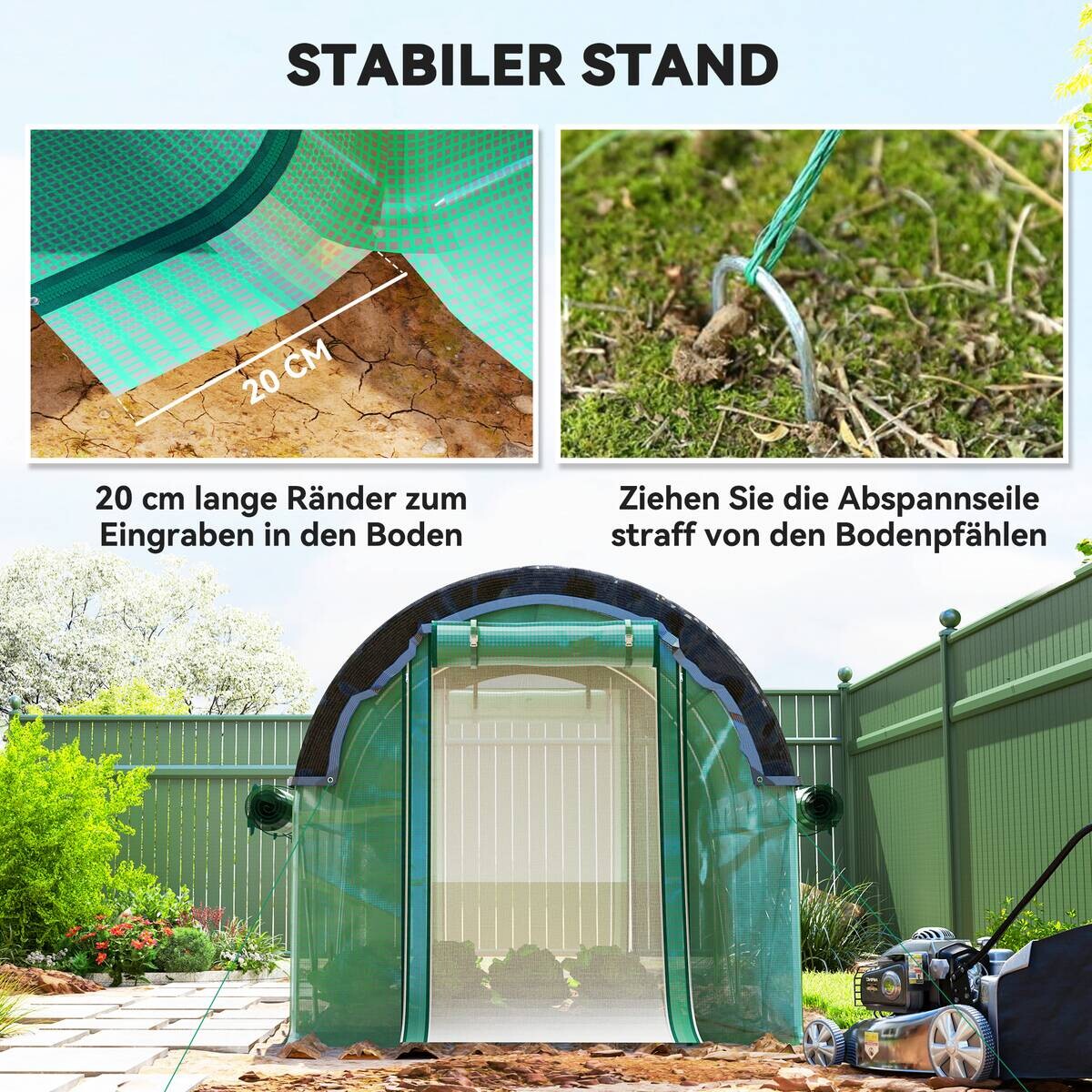 Outsunny Folientunnel B/H/L: ca. 200x198x300 cm