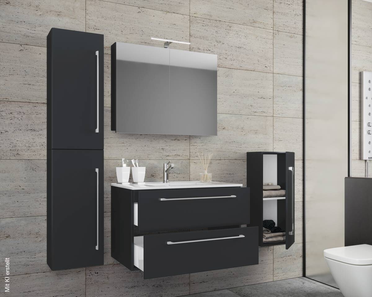Waschplatz 5tlg-Badinos schwarz B/H/T: ca. 60x50x46 cm