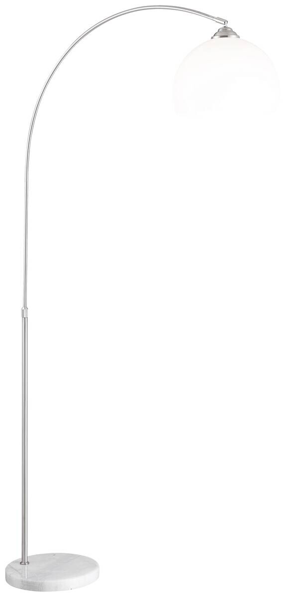 GLOBO Stehlampe nickel matt weiß Metall Kunststoff B/H/T: ca. 30x196x92 cm E27 1 Brennstellen
