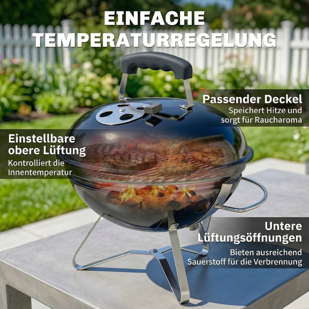 Outsunny Grill Edelstahl B/H/L: ca. 41x44x41 cm