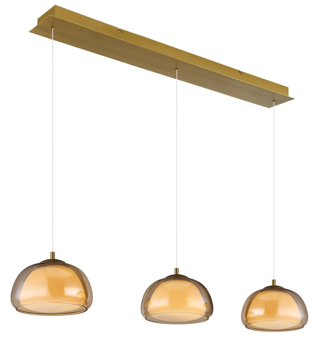 GLOBO Hängeleuchte gold Metall Glas B/H/L: ca. 36x21x101 cm