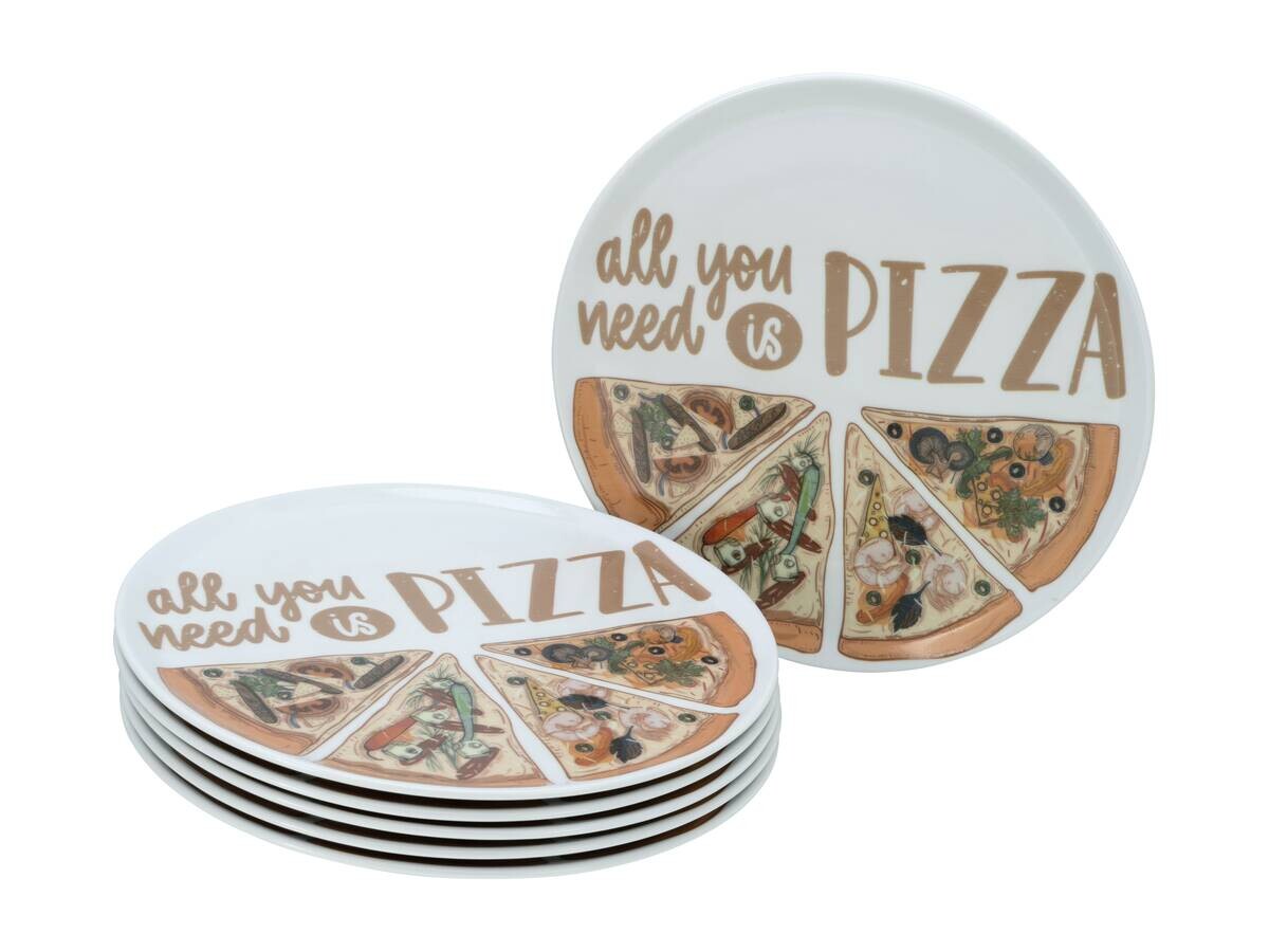 CreaTable Pizzateller-Set Europa bunt Porzellan D: ca. 33 cm | bunt