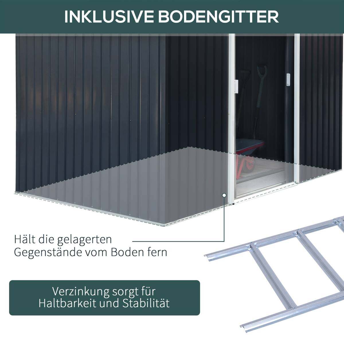 Outsunny Gartenhaus grau B/H/L: ca. 195x192x277 cm