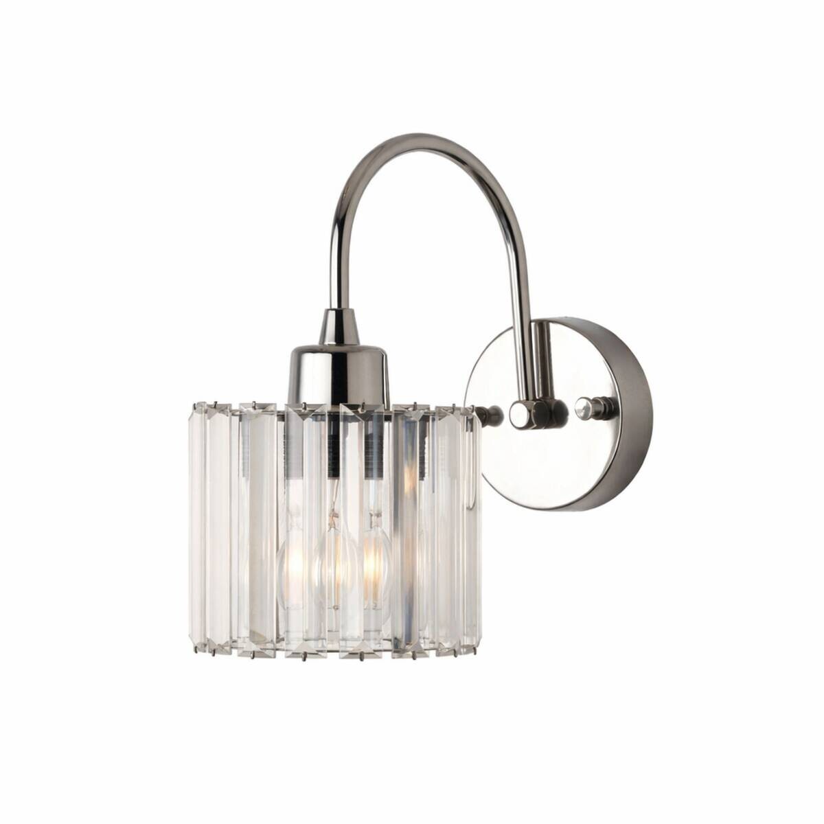 Wandleuchte Chrom Metall Glas B/H/T/L: ca. 23x23x23x13 cm E27 1 Brennstellen