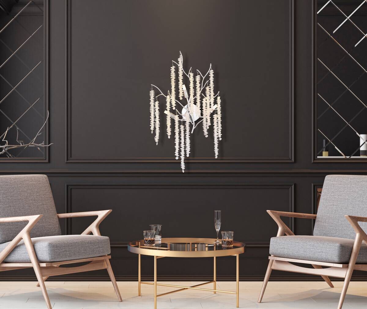 GLOBO Wandleuchte Chrom klar Metall Kunststoff B/H/L: ca. 40x25x40 cm