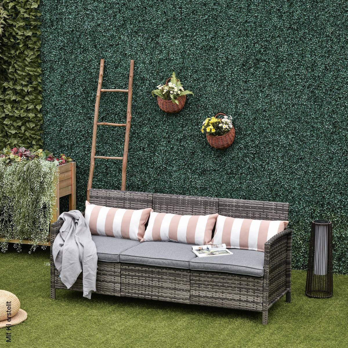 Outsunny Loungesofa grau Stahl B/H/T: ca. 173x78x68 cm