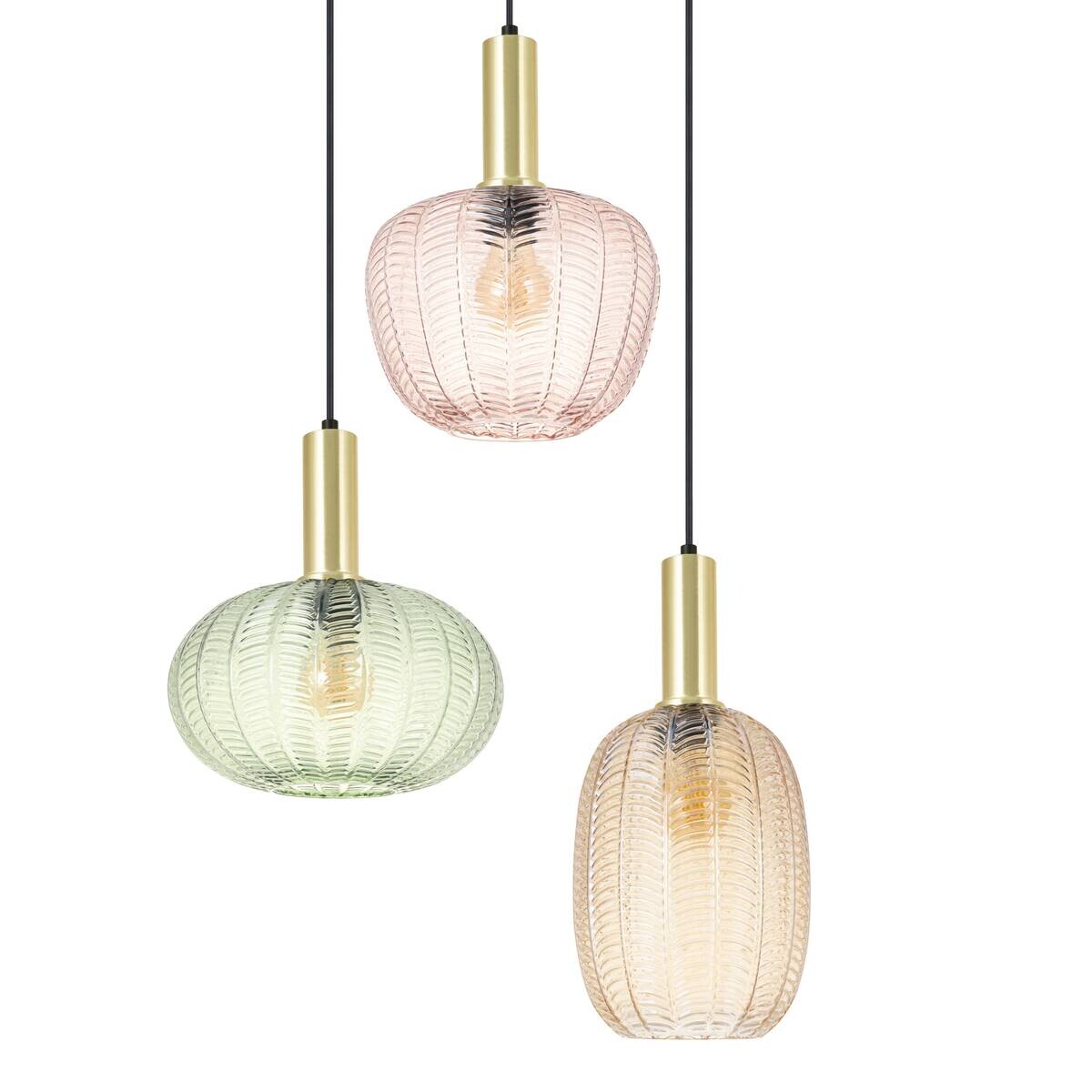 Pendelleuchte bunt Glas H/D: ca. 120x45 cm E27 3 Brennstellen
