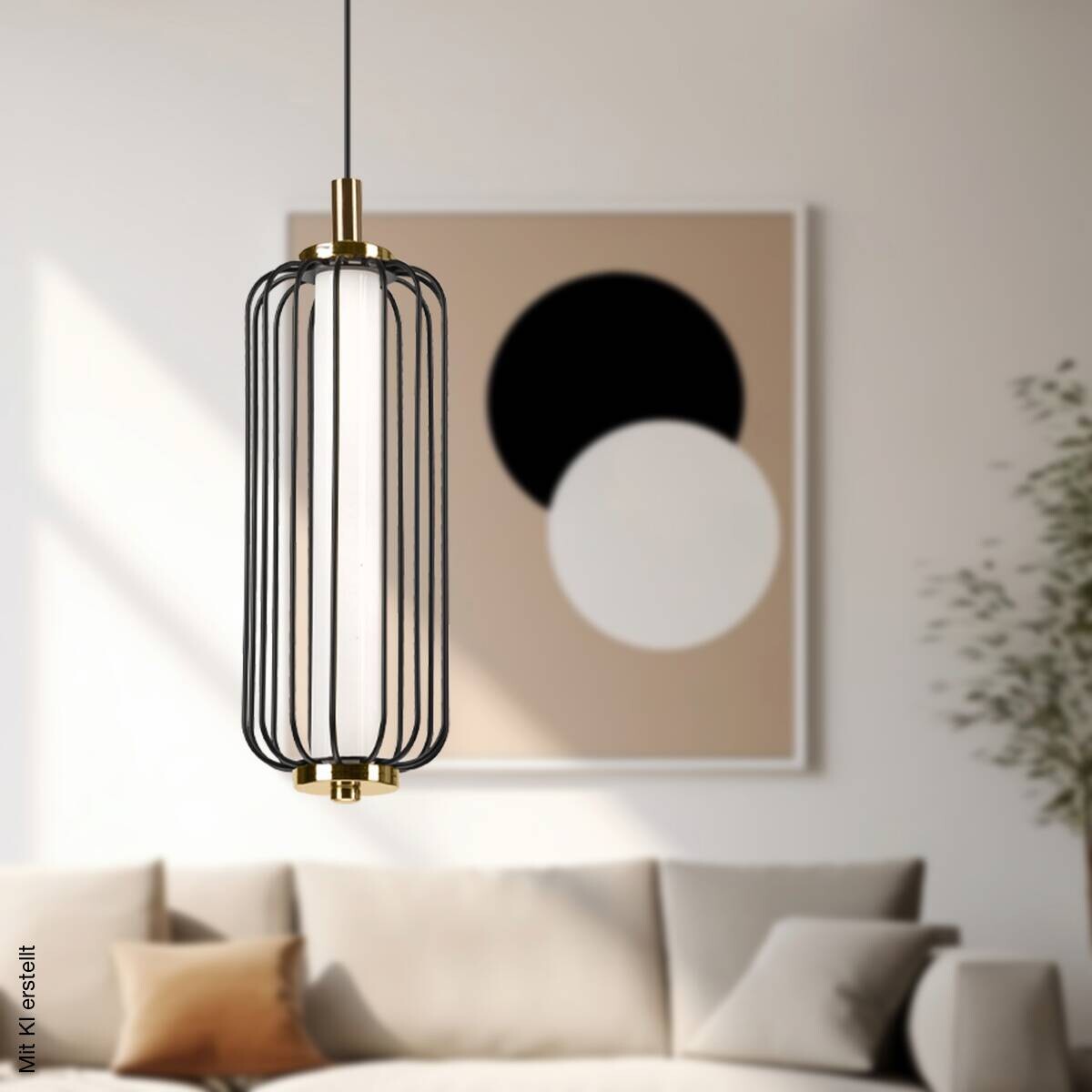 Lamkur Pendelleuchte schwarz Stahl B/H/L: ca. 12x120x12 cm E27 1 Brennstellen