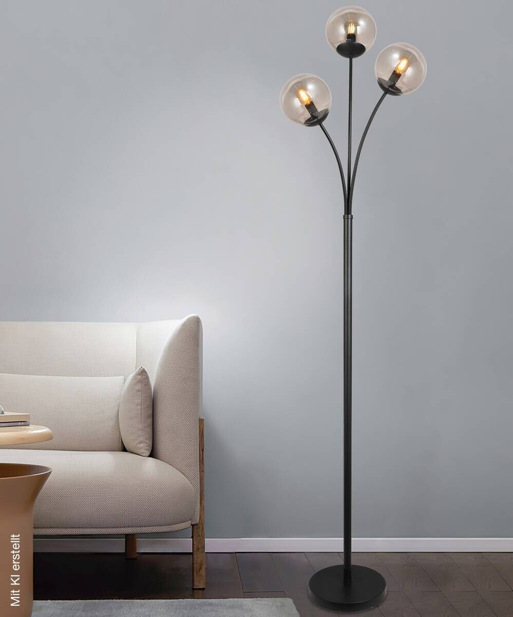 POCOline Stehlampe Space schwarz Glas B/H/T: ca. 37x180x37 cm E14 3 Brennstellen