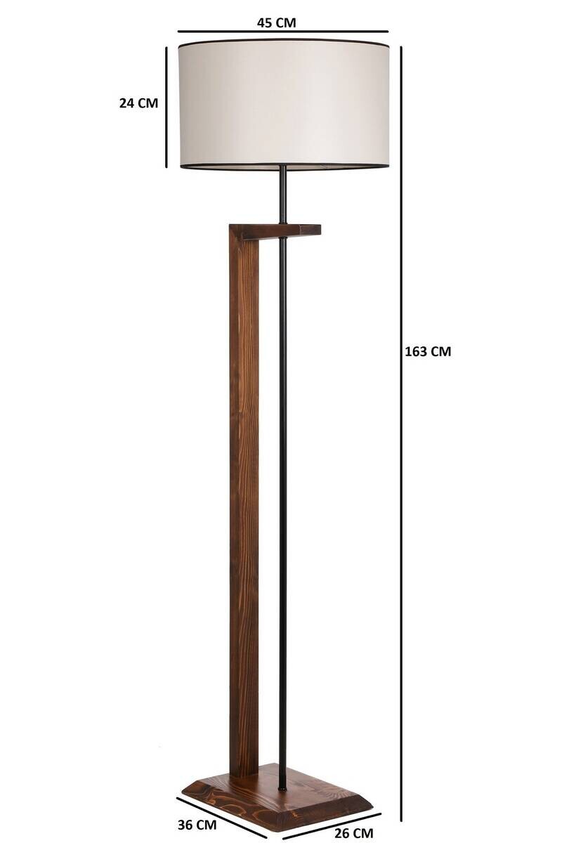 Stehleuchte creme nussbaum Stoff B/H/L/D: ca. 45x163x45x45 cm E27 1 Brennstellen