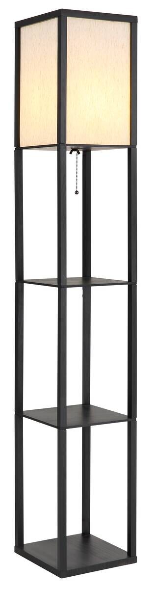 GLOBO Stehlampe natur schwarz PVC Holz Textil B/H/L: ca. 26x159x26 cm E27 1 Brennstellen