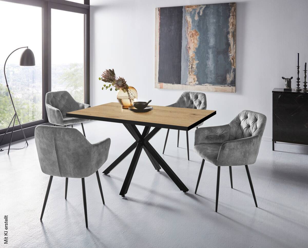 Essgruppe Cleo III Eiche Holzwerkstoff B/H/T: ca. 140x76x90 cm