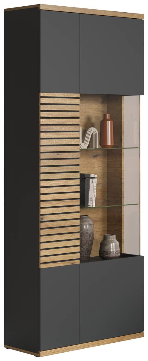 Vitrine Norris anthrazit Eiche Evoke Coast Nachbildung B/H/T: ca. 80x204x37 cm