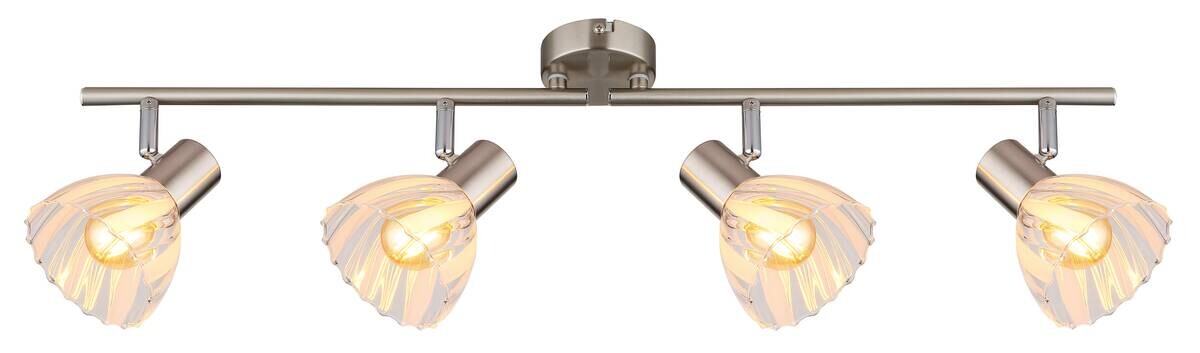 GLOBO Strahler nickel matt klar Satiniert Glas Metall B/H: ca. 70x19 cm E14 4 Brennstellen