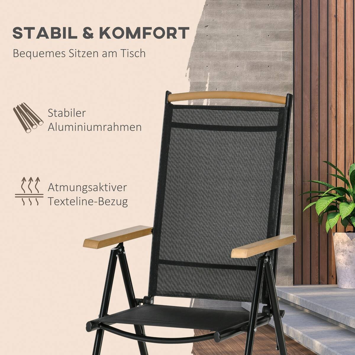 Outsunny Gartensitzgruppe schwarz Aluminium B/H/L: ca. 90x74x140 cm