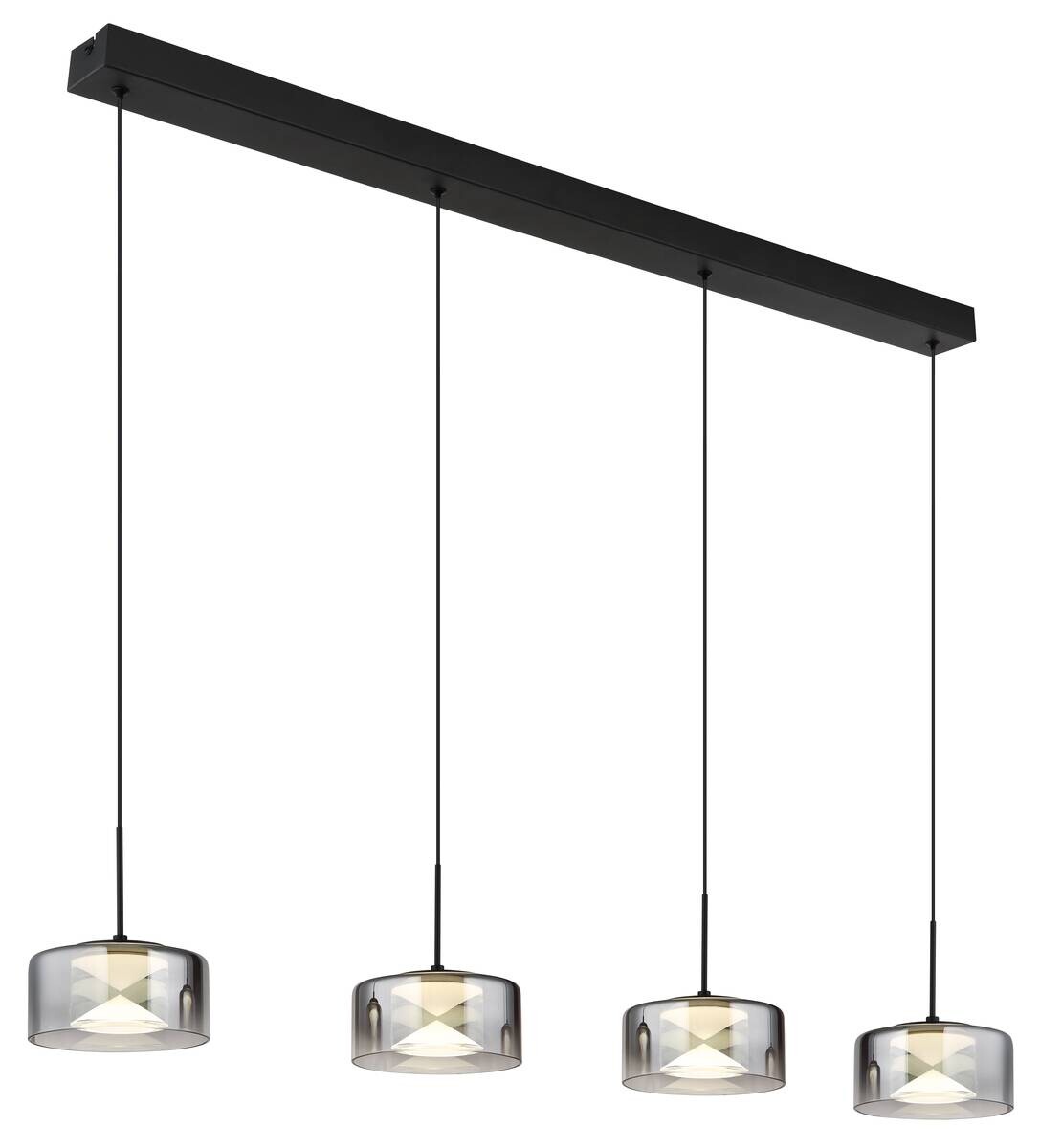 GLOBO Pendelleuchte Belinda Rauch schwarz Metall Glas B/H/L: ca. 15x23,5x105 cm 1.0 Brennstellen