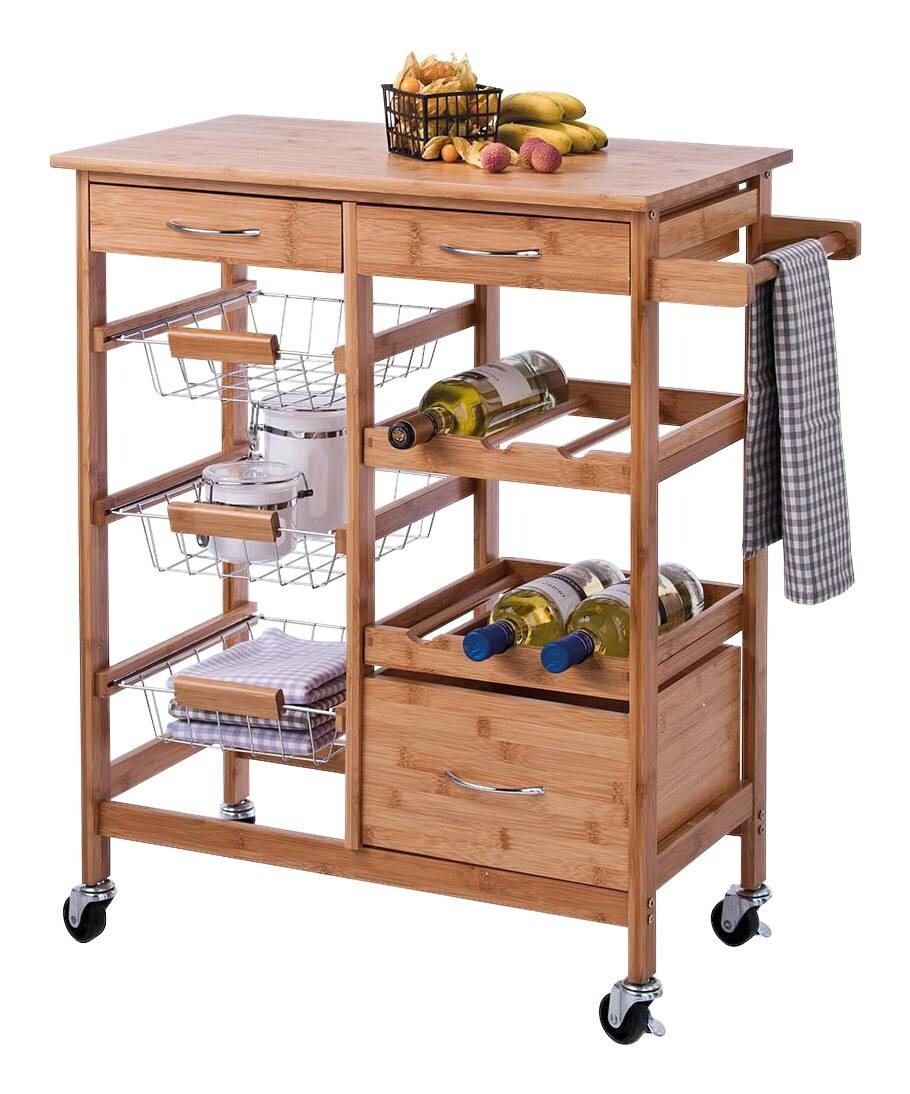 Zeller Küchenrollwagen braun Bambus B/H/L: ca. 36x84x66 cm