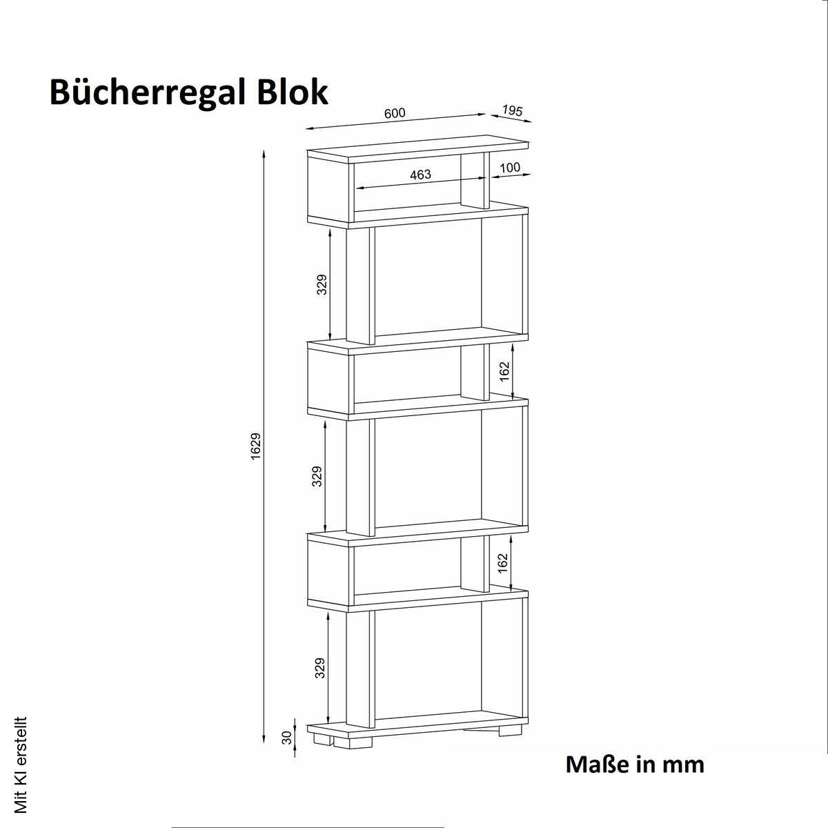 Regal Blok weiß B/H/T: ca. 60x160x20 cm