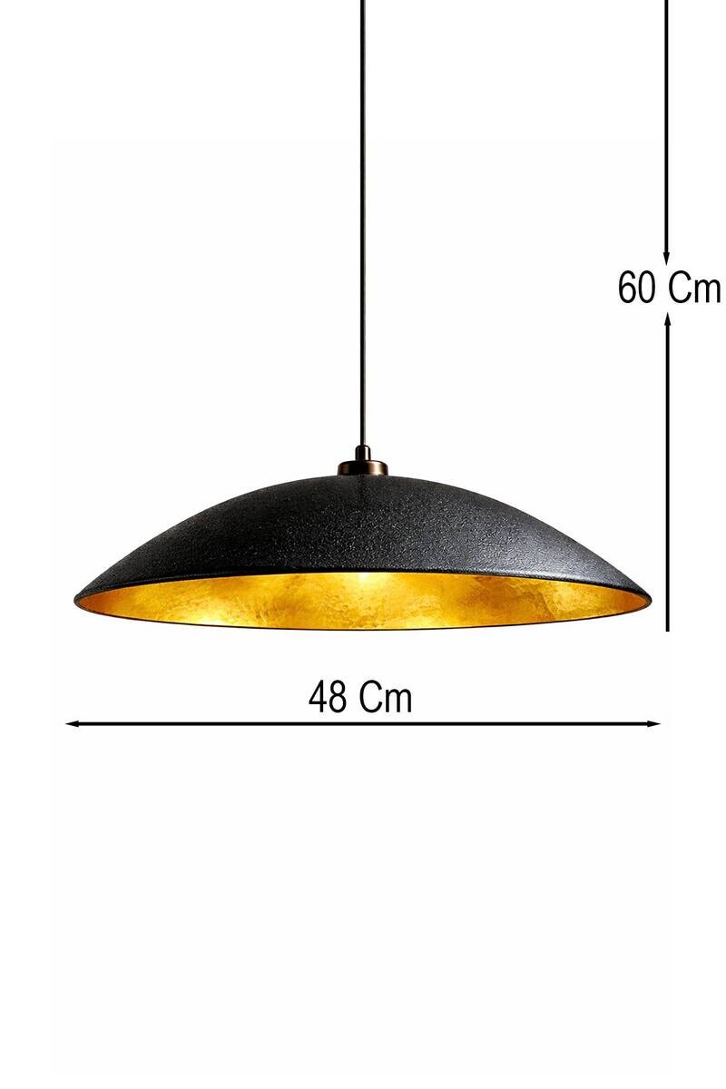 Pendelleuchte schwarz gold Beton B/H/L/D: ca. 48x60x48x48 cm E27 1 Brennstellen