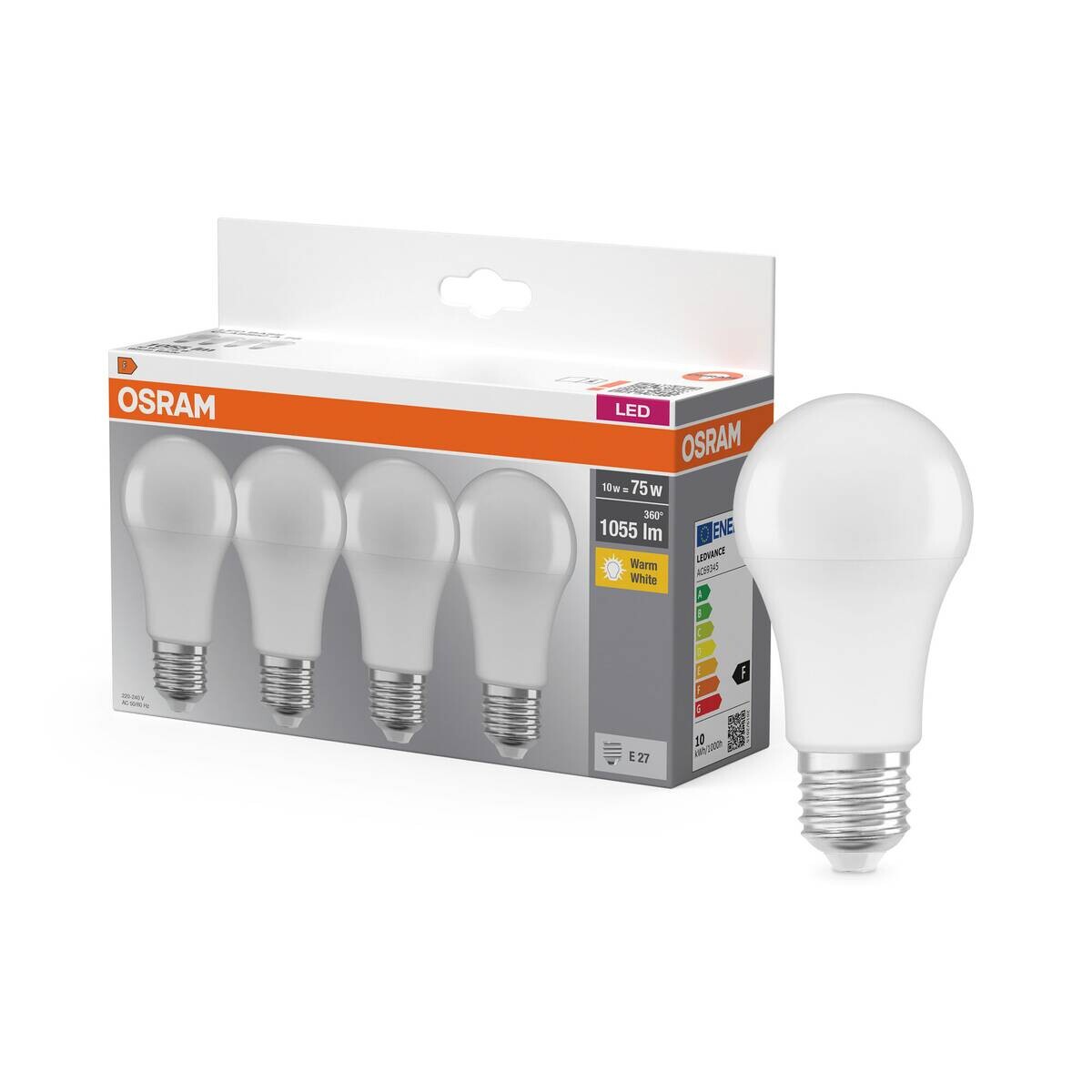 OSRAM LED-Leuchtmittel BASE Classic A AC55986 4er Pack E27