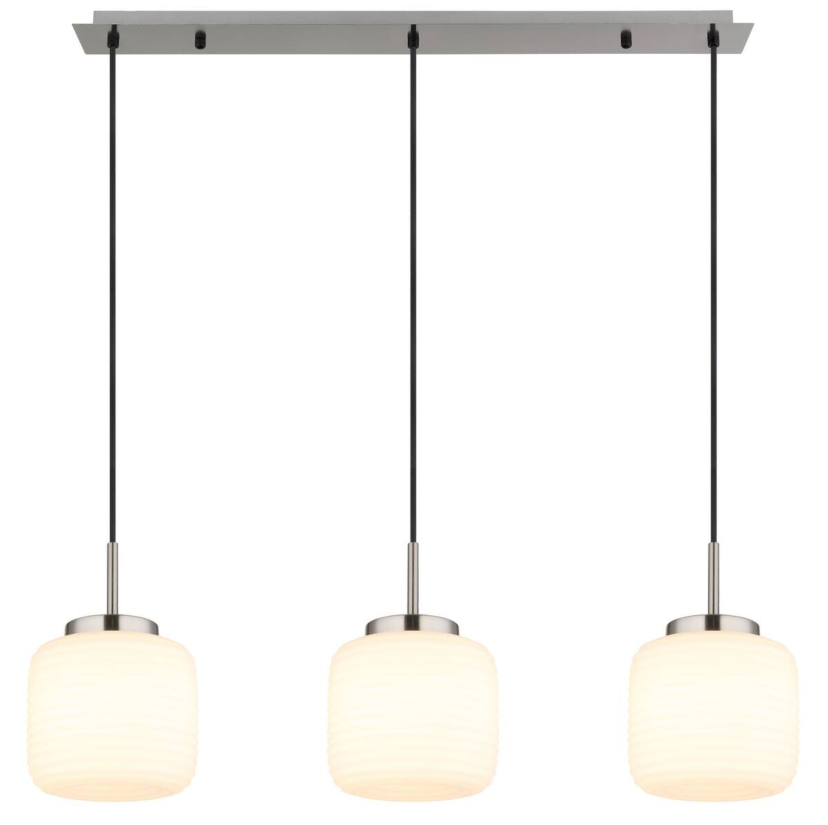 GLOBO Pendelleuchte nickel matt schwarz Opal Metall Glas B/H: ca. 90x130 cm 3 Brennstellen