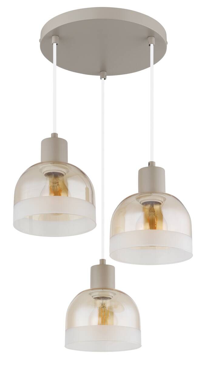 GLOBO Pendelleuchte sand amber Metall Glas H/D: ca. 150x33 cm E27 3 Brennstellen