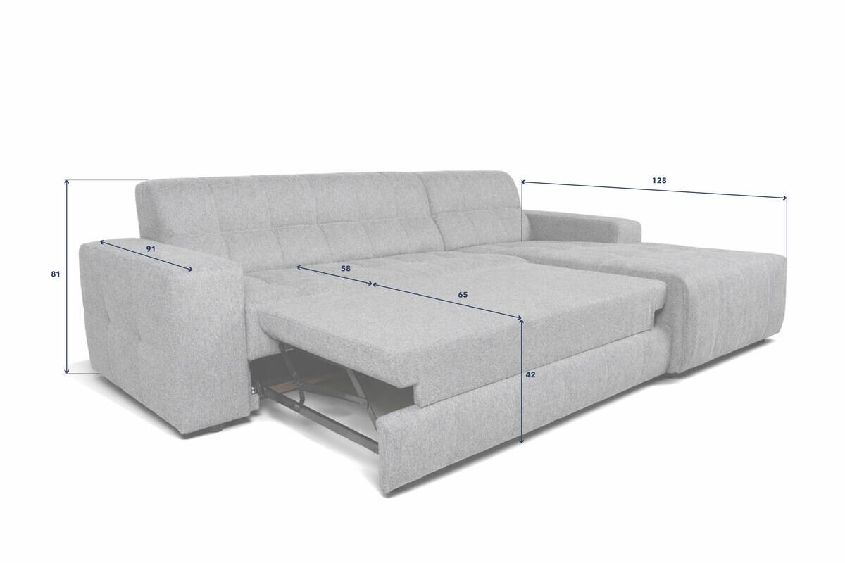 Ecksofa mit Bettfunktion grau Flachgewebe B/H/T: ca. 267x93x163 cm