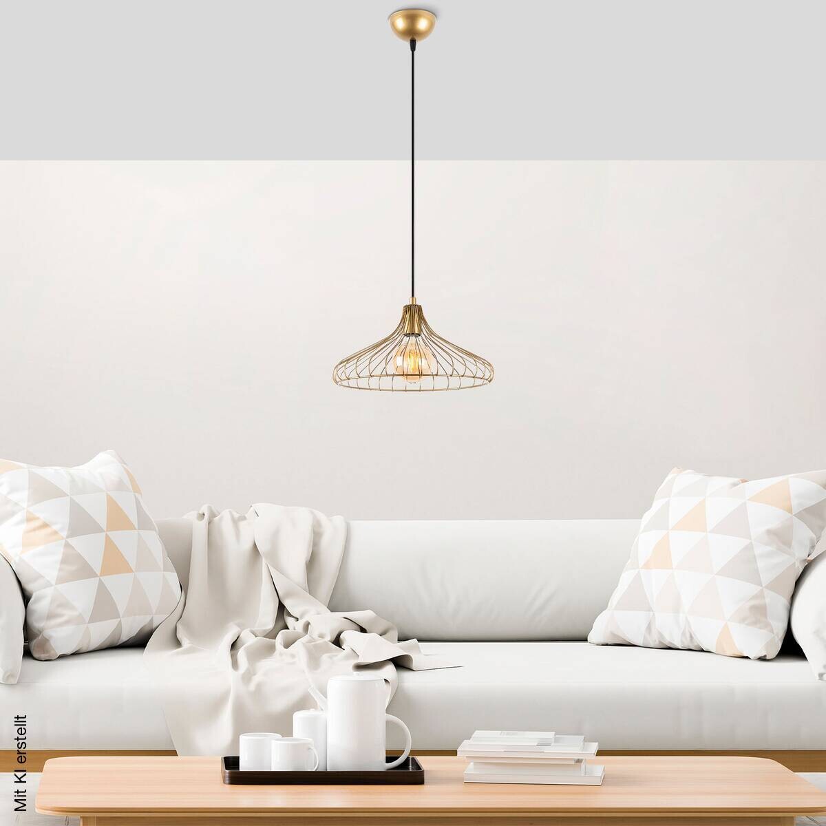 Opviq Pendelleuchte DEPAY-11251 gold Metall B/H/T/L/D: ca. 36x120x36x36x36 cm E27 1 Brennstellen