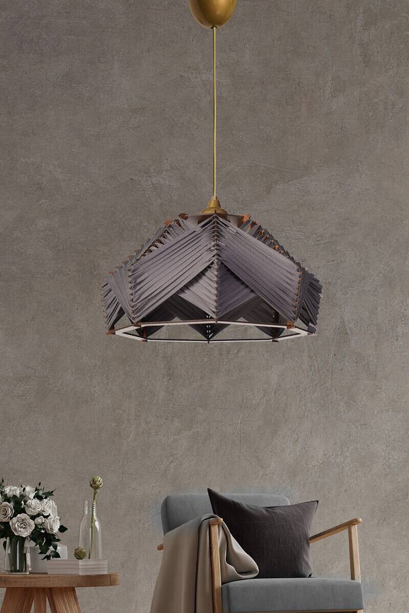 Opviq Pendelleuchte grau Kunststoff Baumwolle B/H/T/L/D: ca. 35x60x35x35x35 cm E27 1 Brennstellen