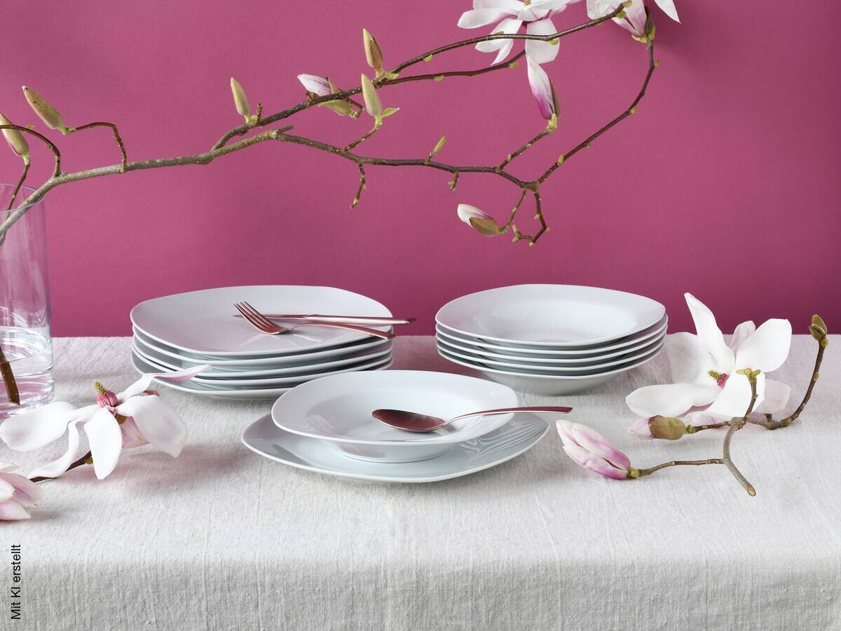 CreaTable Tafelservice Amelie weiß Porzellan 18 tlg.