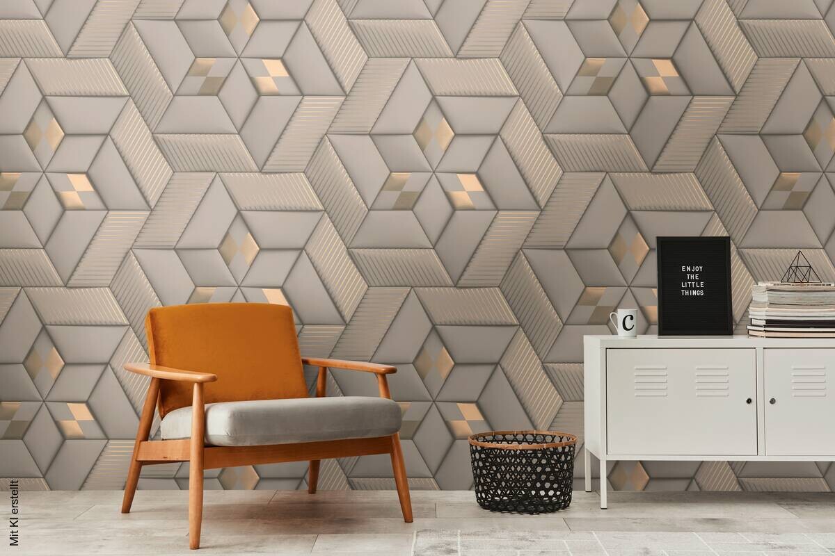 Livingwalls Fototapete 3D-Optik bronze grau taupe B/L: ca. 280x159 cm