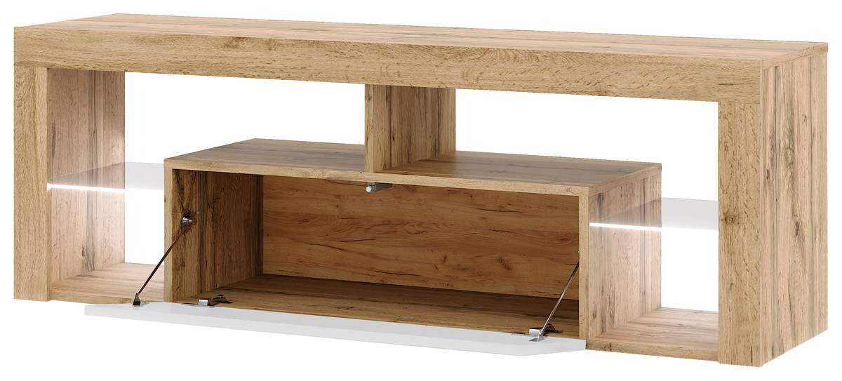 TV-Lowboard TV LOWBOARD Everest 140 LED Eiche Wotan Nachbildung weiß glänzend B/H/T: ca. 140x50x35 cm